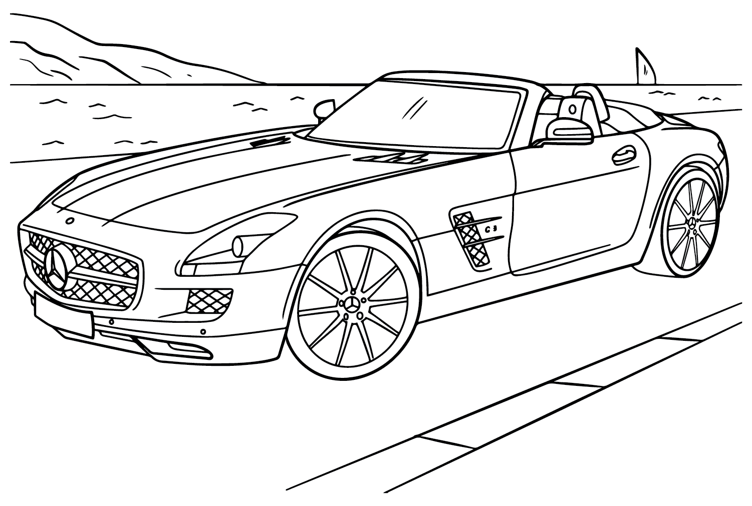 Mercedes-Benz SLS AMG Coloring Page from Mercedes-Benz