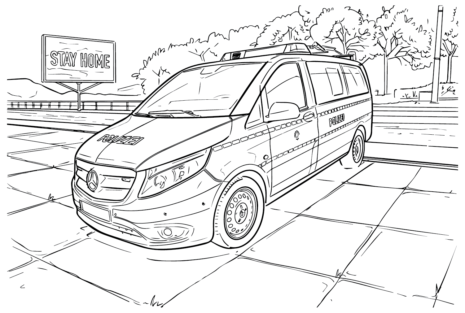 Mercedes-Benz V-Class Coloring Page from Mercedes-Benz