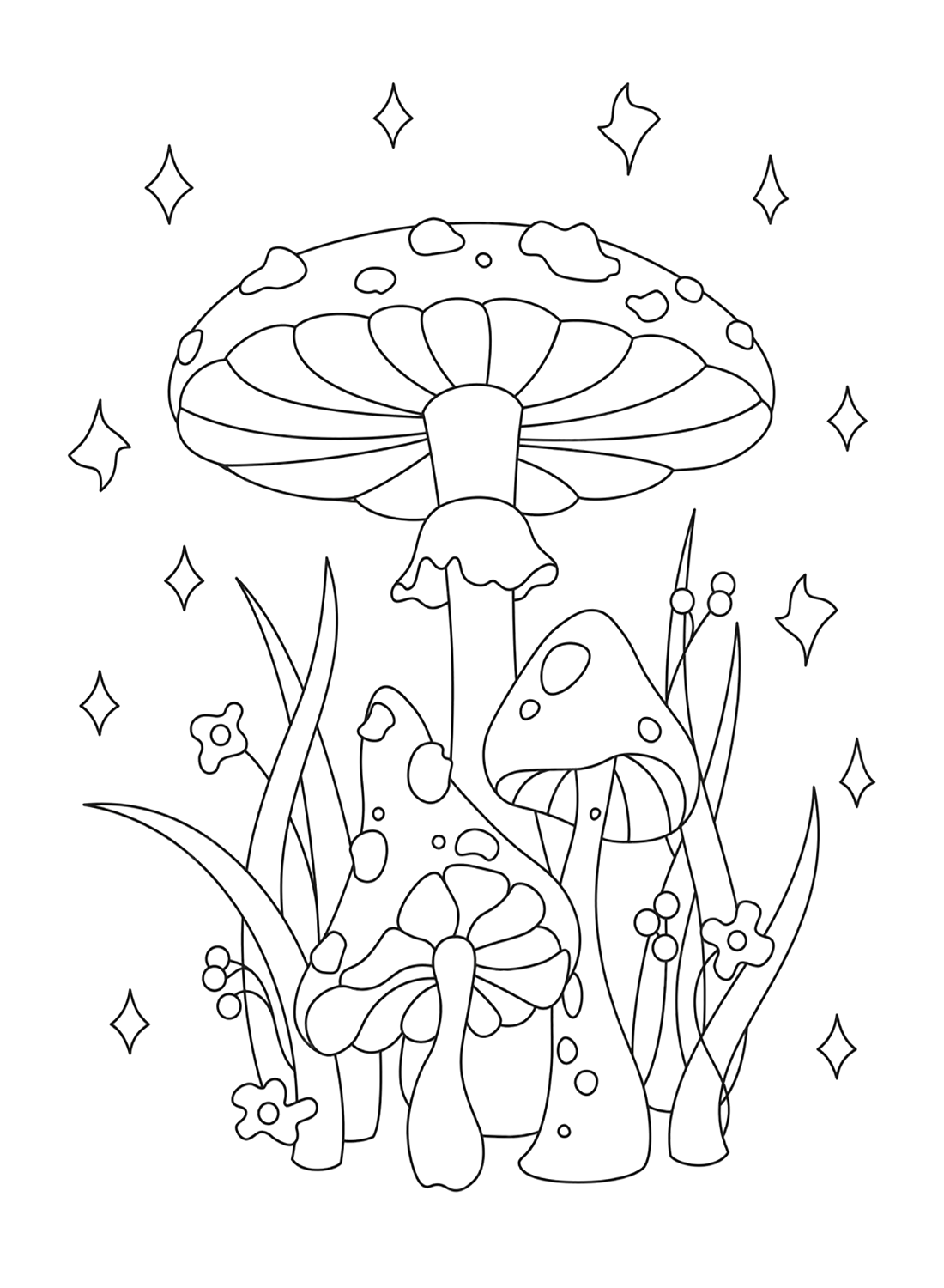 Página para colorir de cogumelos grátis