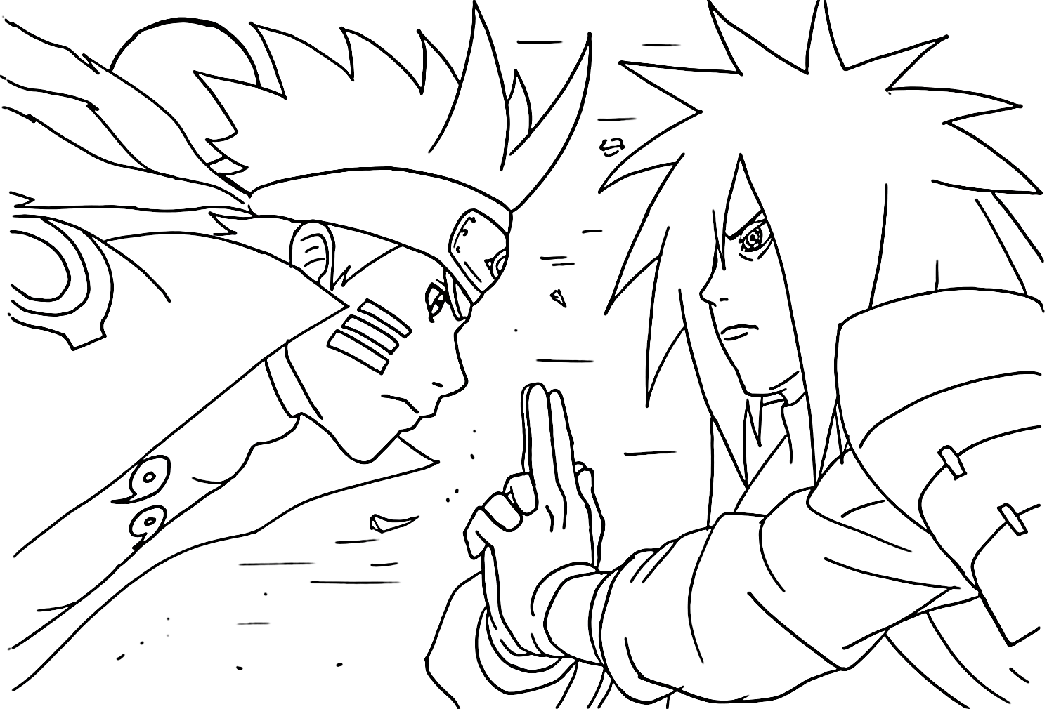 Coloriage Naruto vs Madara d'Uchiha Madara