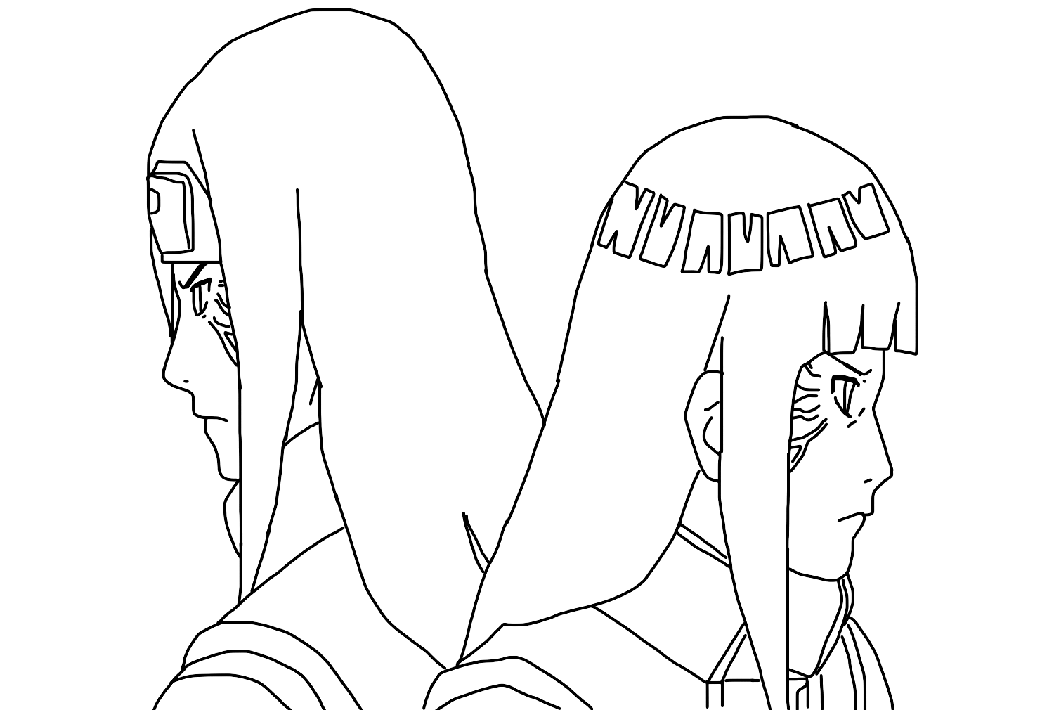 Página para colorear de Neji y Hinata Hyuga de Neji