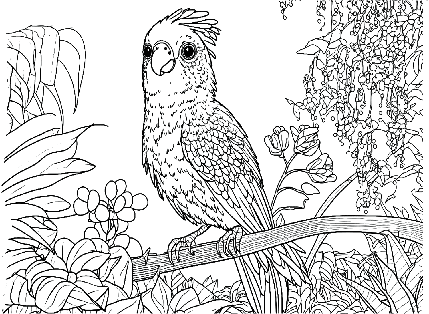 Раскраска Попугай PDF от Parakeet
