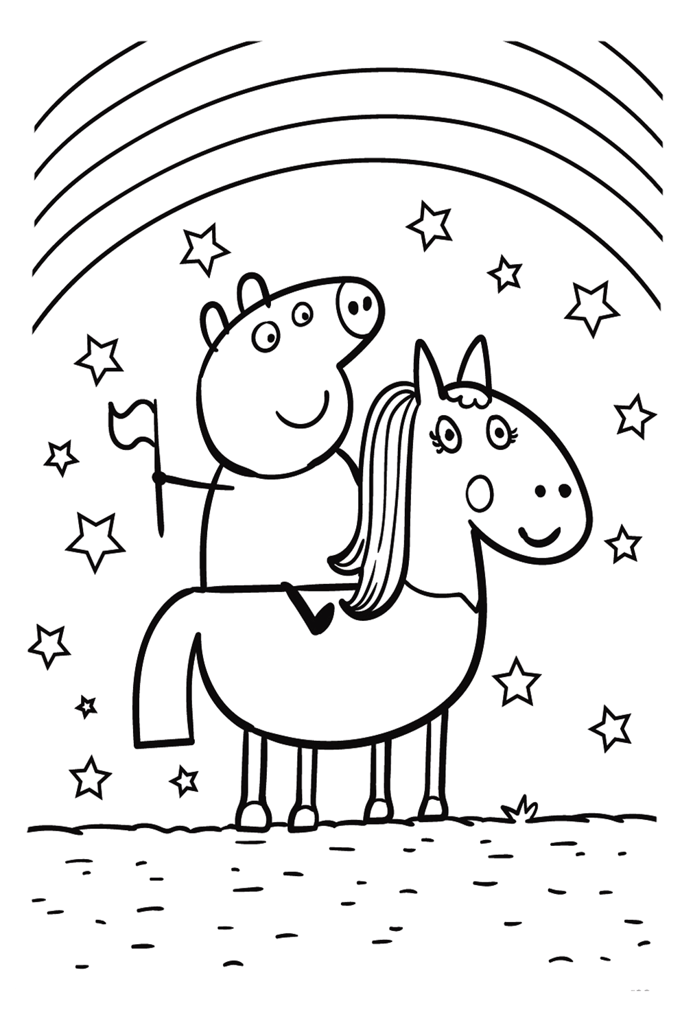 Pepa Pig With Unicorn Coloring Page from Unicorn
