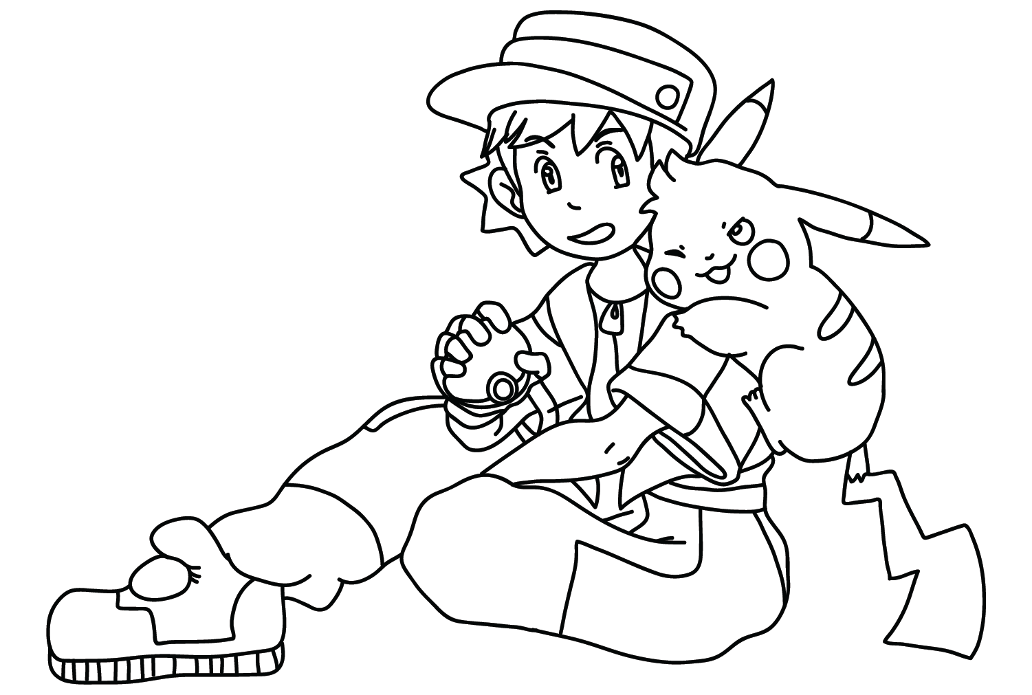Páginas para colorir de Pokémon Pikachu e Ritchie para impressão em Pikachu