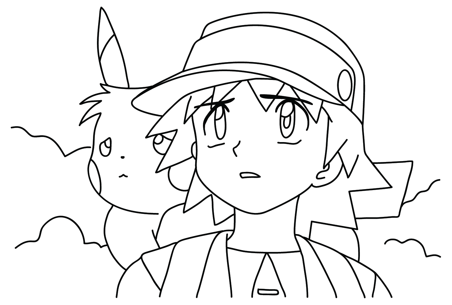 Imagens de Pikachu e Ritchie para colorir do Pokémon Ritchie