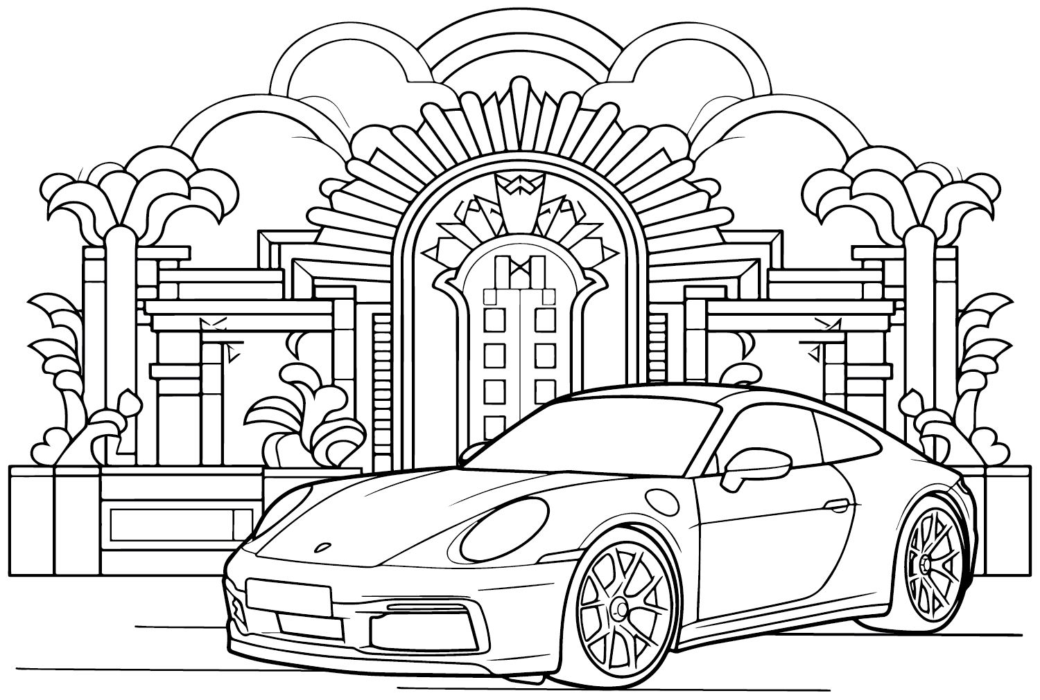 Porsche 911 Carrera S 2019 Coloring Page from Porsche