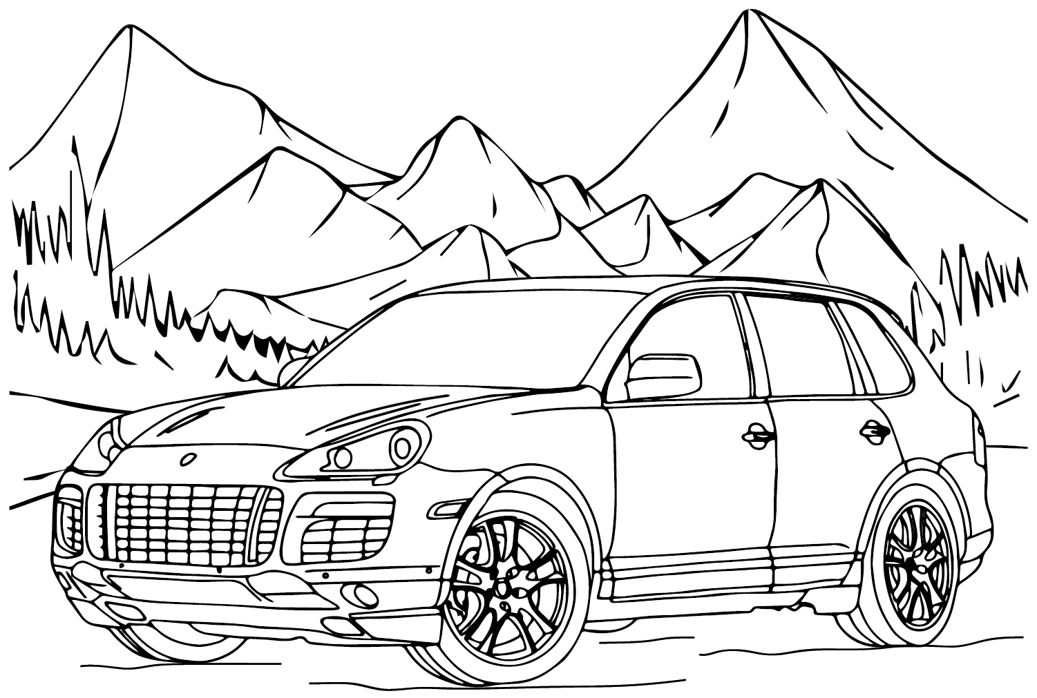 Porsche Cayenne (957) Turbo S Coloring Page from Porsche