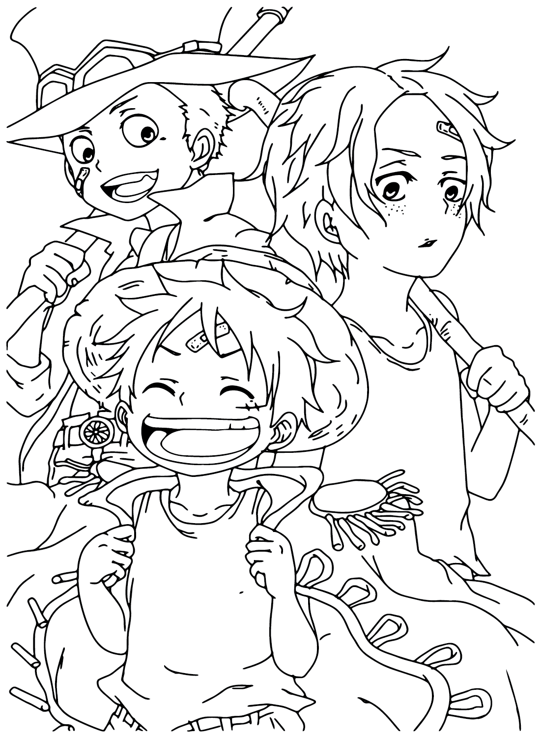 Portgas D. Ace, Sabo and Luffy to Color