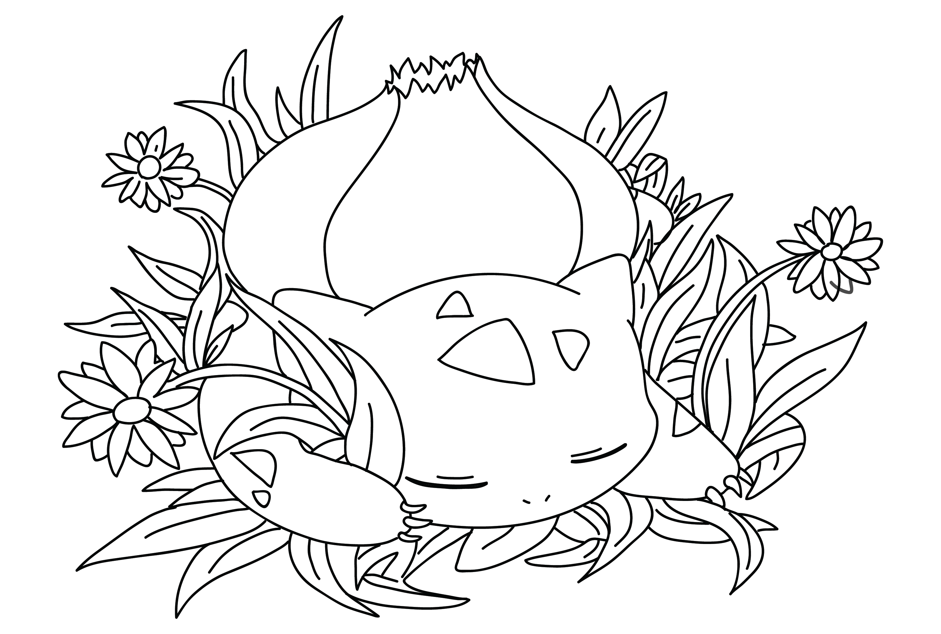Página para colorir de Bulbasaur para impressão de Bulbasaur