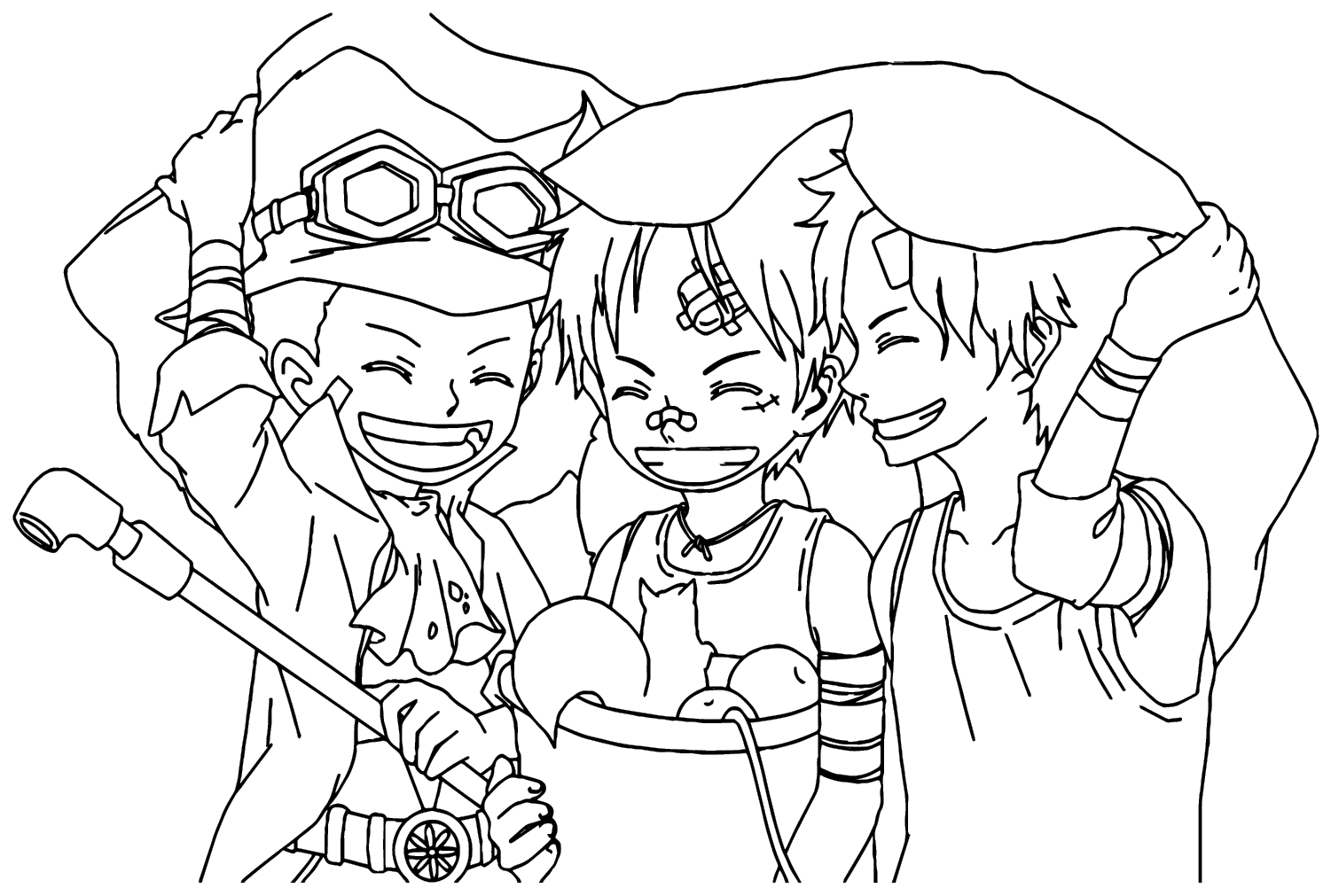 Sabo, Luffy, Ace Coloring Page Free