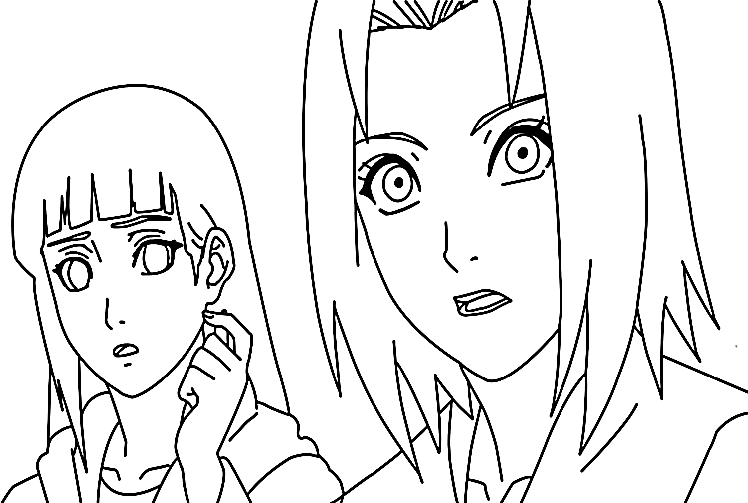 Sakura and Hinata Coloring Page from Sakura Haruno