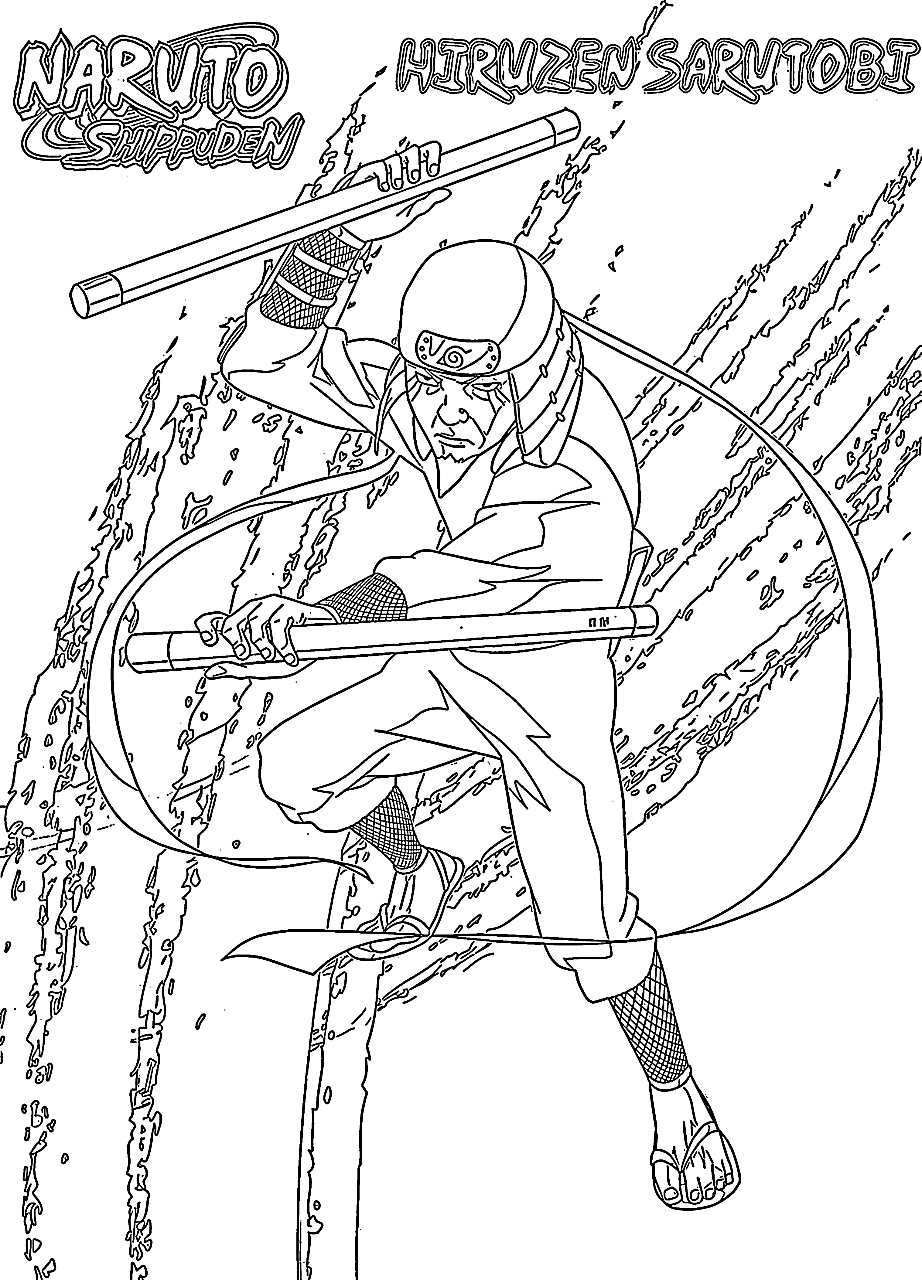 Desenhos para colorir de Sarutobi Hiruzen em PDF - Desenhos para