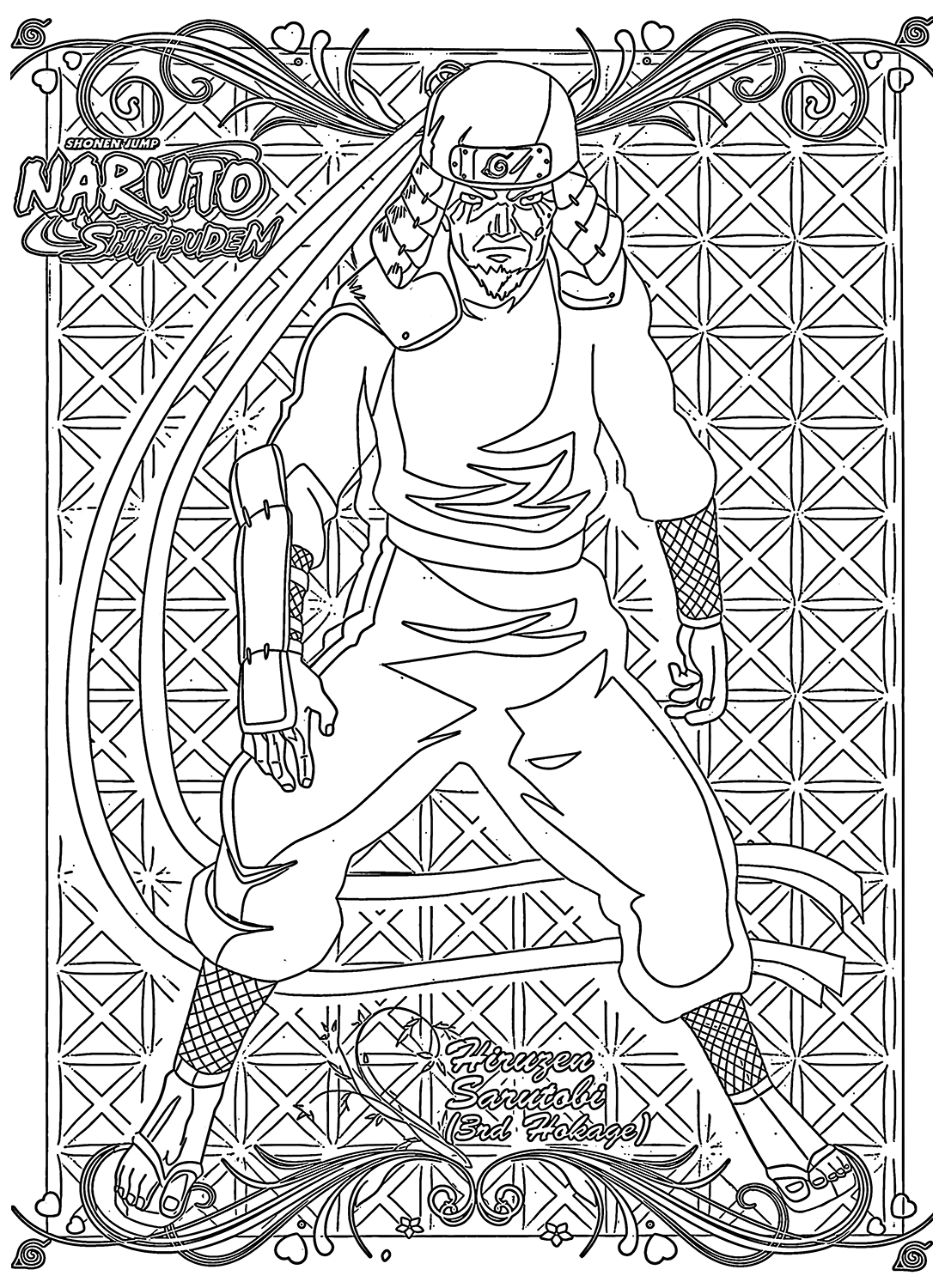 Dibujos para colorear de Sarutobi Hiruzen PDF de Sarutobi Hiruzen