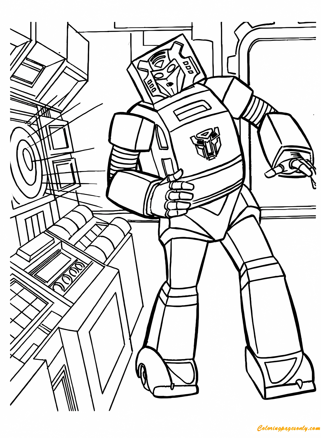 Transformers Bumblebee Listening To Music Coloring Page