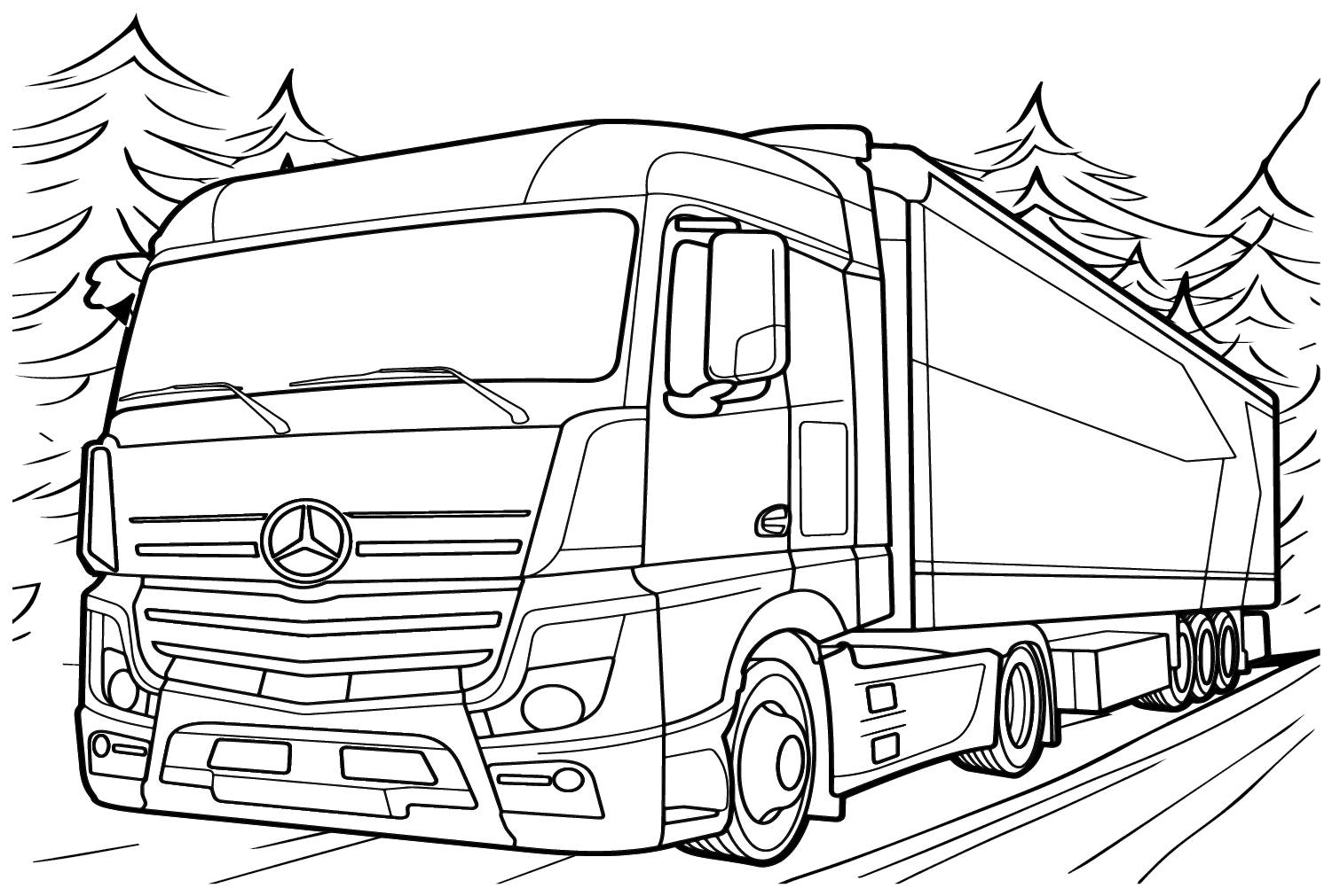 Truck Mercedes-Benz Actros Coloring Page from Mercedes-Benz