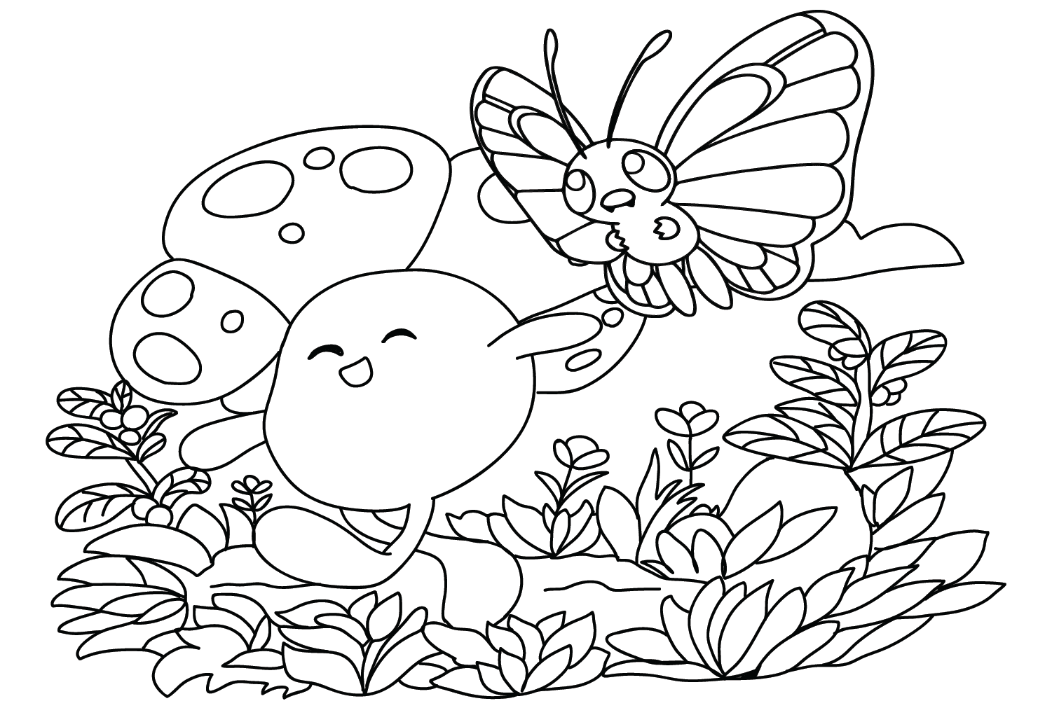 Vileplume and Butterfree Coloring Page from Butterfree