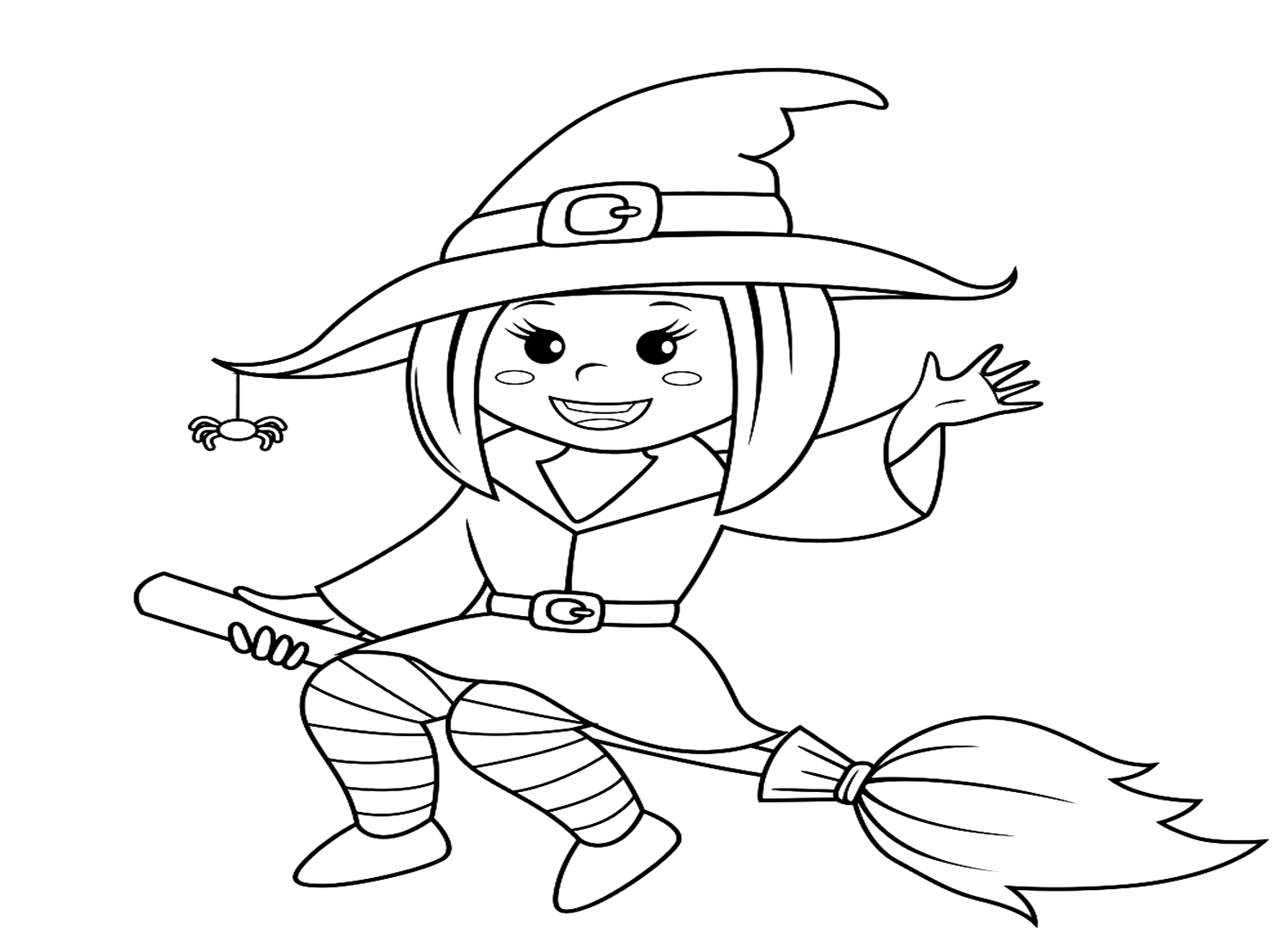 Witch Wearing Hat Coloring Page