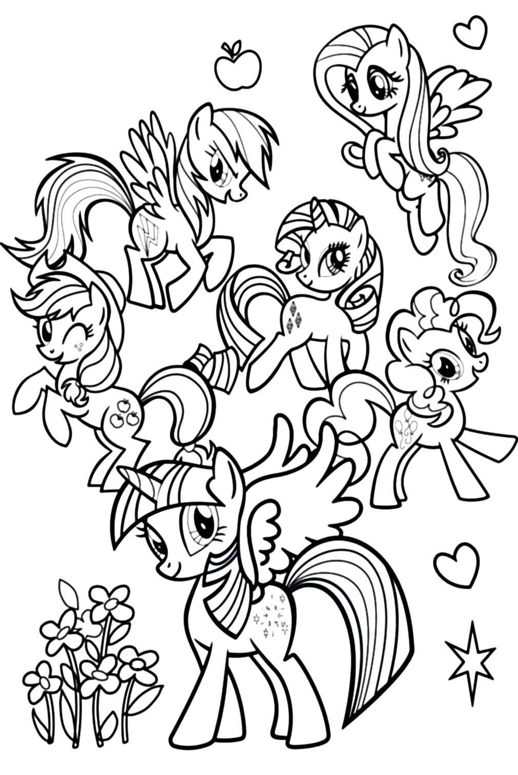 Applejack With Friends Coloring Page