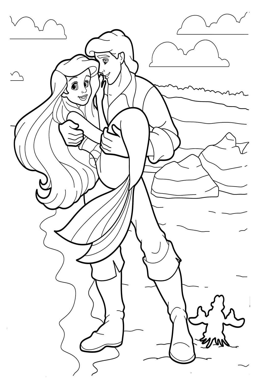 Páginas para colorir para impressão de Ariel da sereia