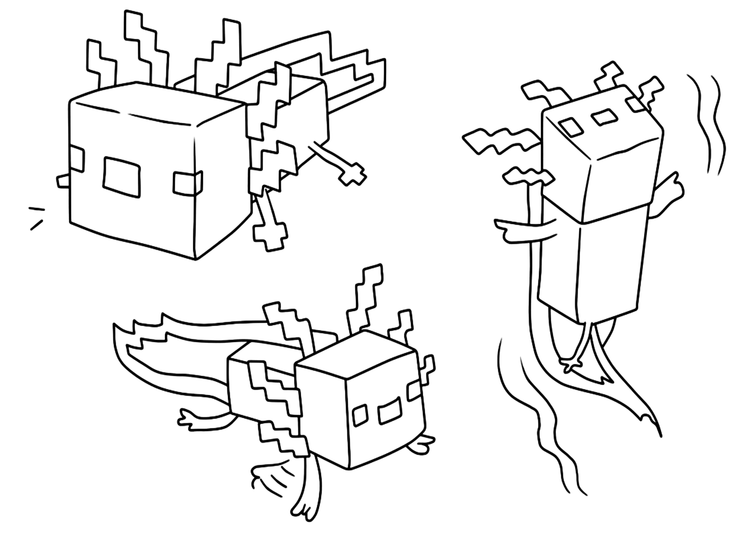 Minecraft Axolotl Coloring Page Free
