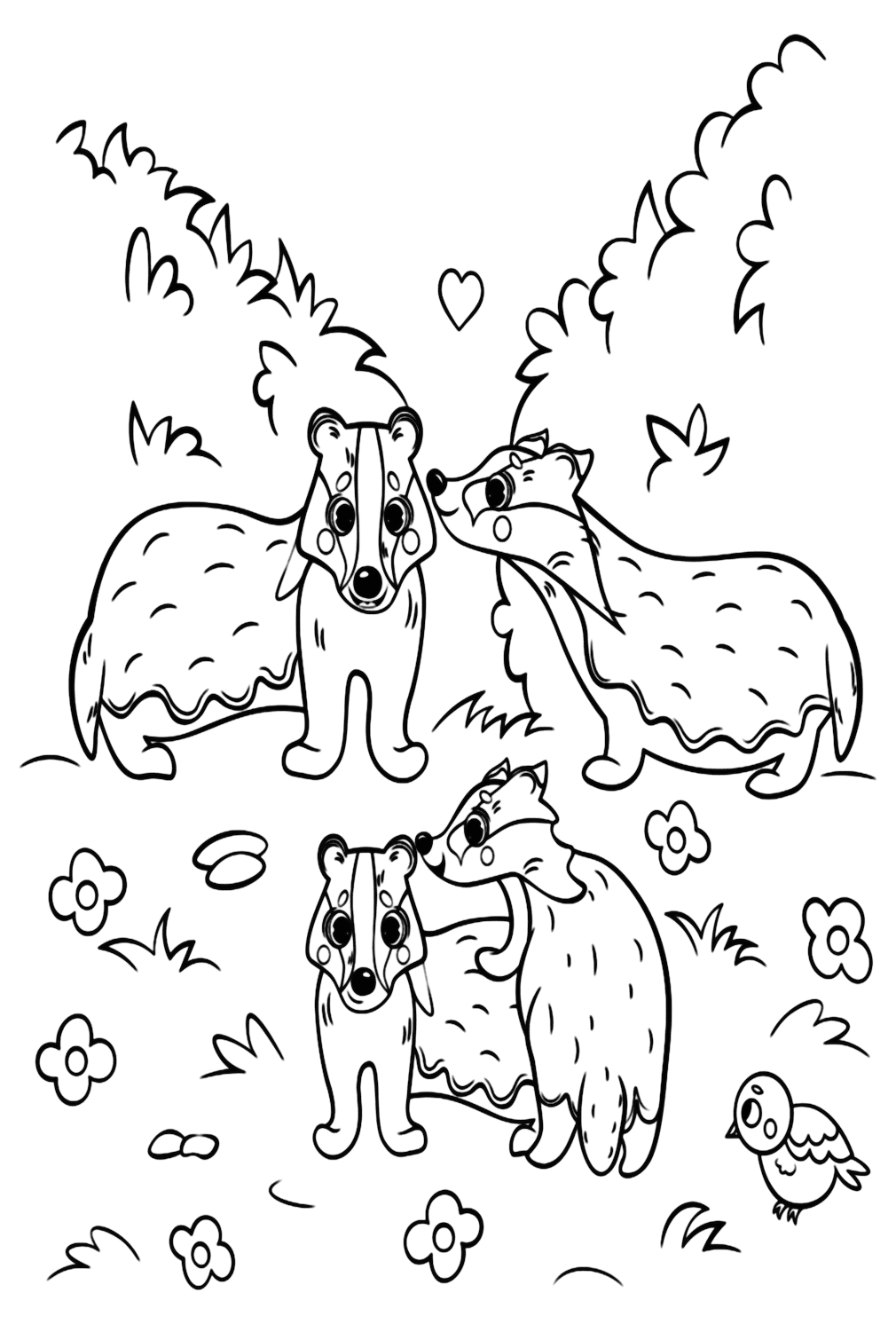 Badger Family Coloring Page from Badger