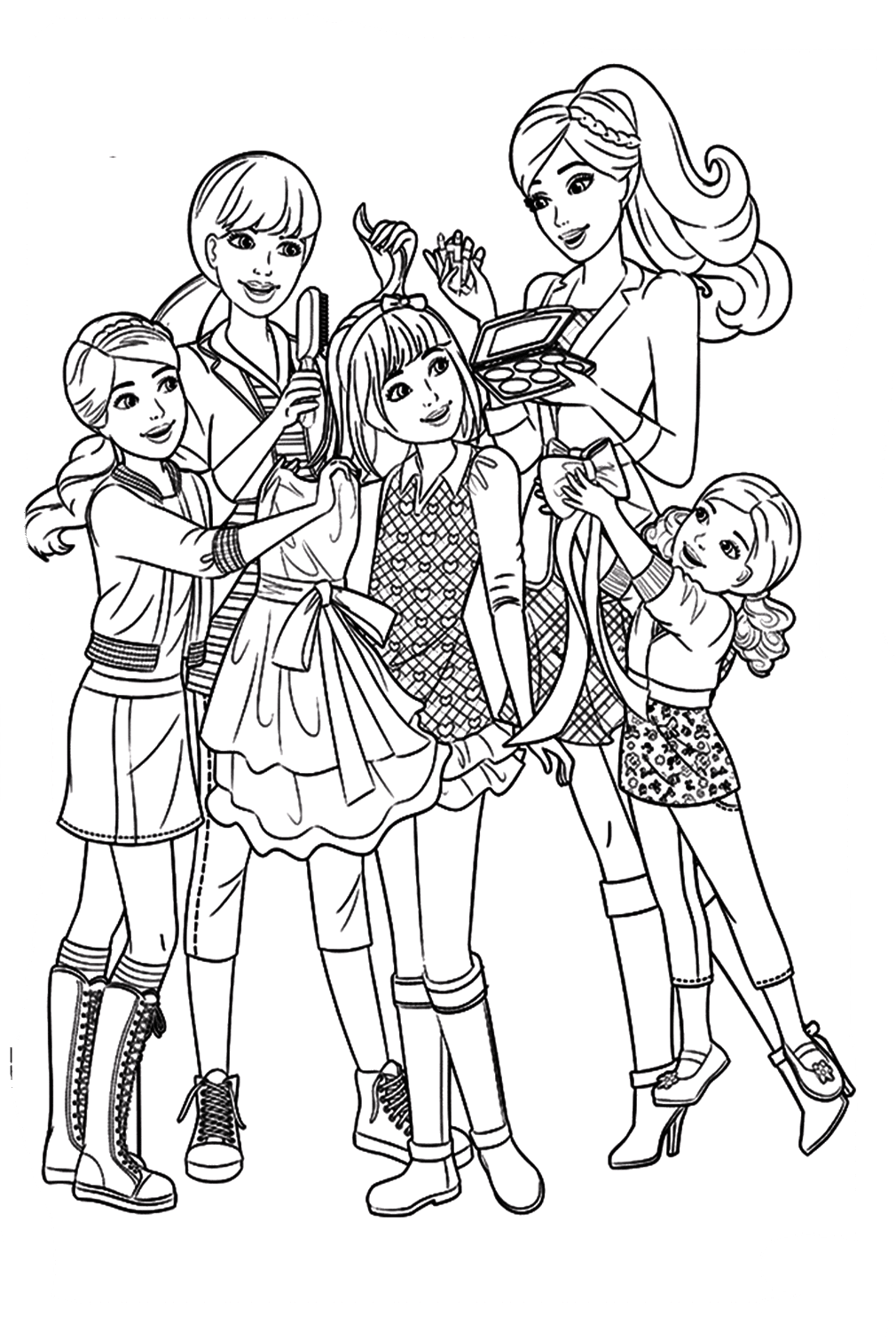 Barbies On Sisters Day Coloring Page - Free Printable Coloring Pages