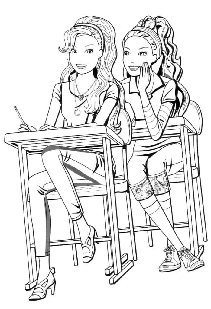 Barbies On First Day Of School Coloring Page from First Day Of School