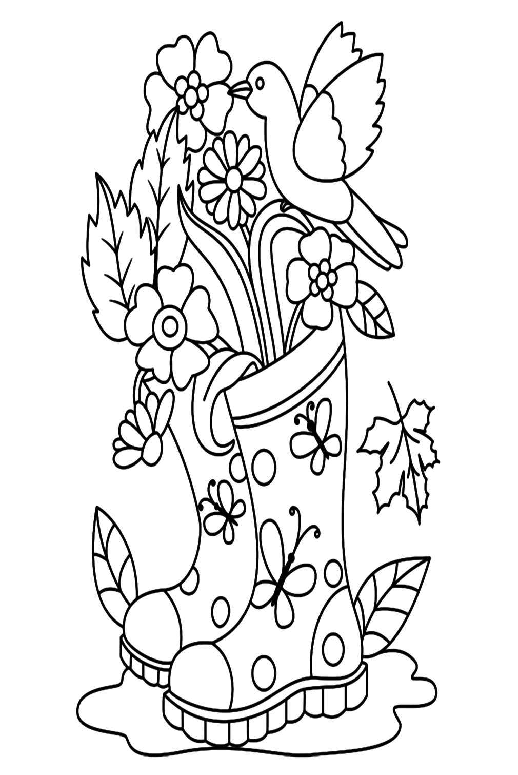 Bird And Boot Coloring Page