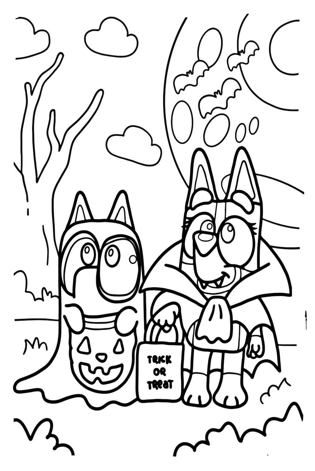 Desenhos para colorir de Bluey e Bingo de Bluey