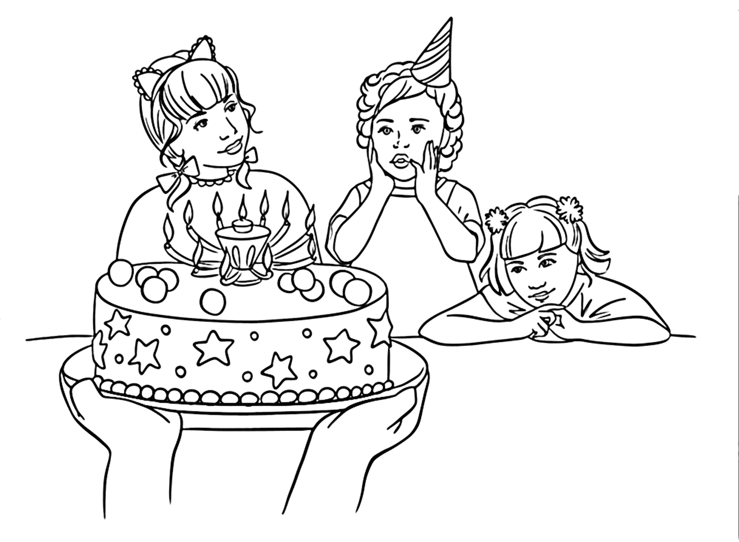 كعكة في صفحة تلوين يوم الأخوات من يوم الأخوات