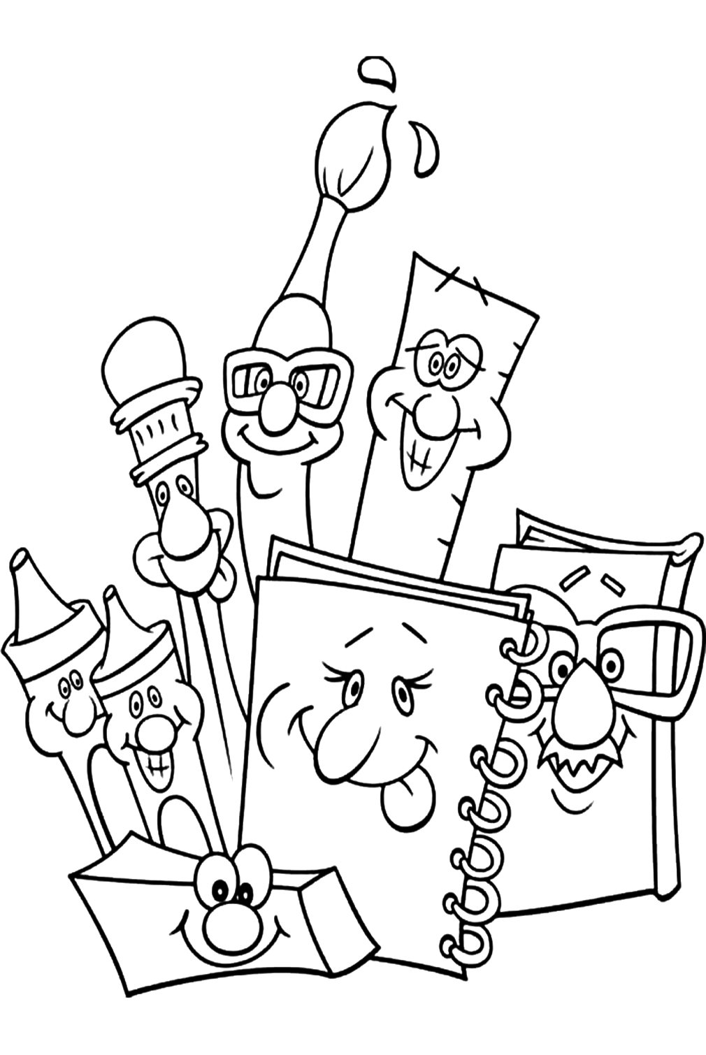 Cartoon Books On First Day Of School Coloring Page from First Day Of School