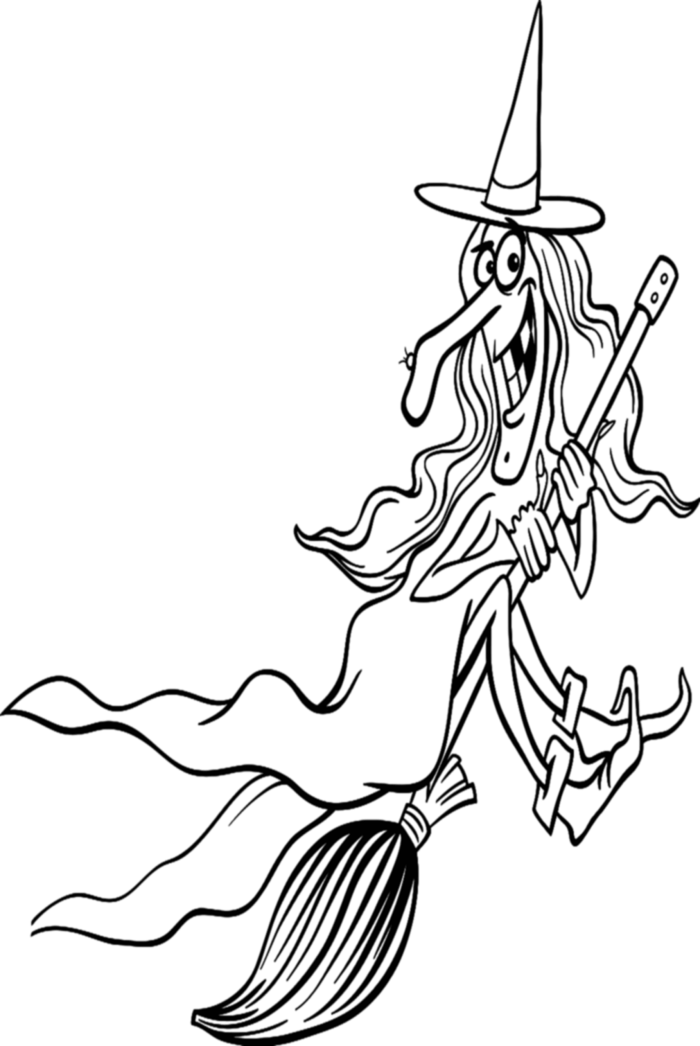 Página para colorear de sombrero de bruja de dibujos animados de Witch Hat