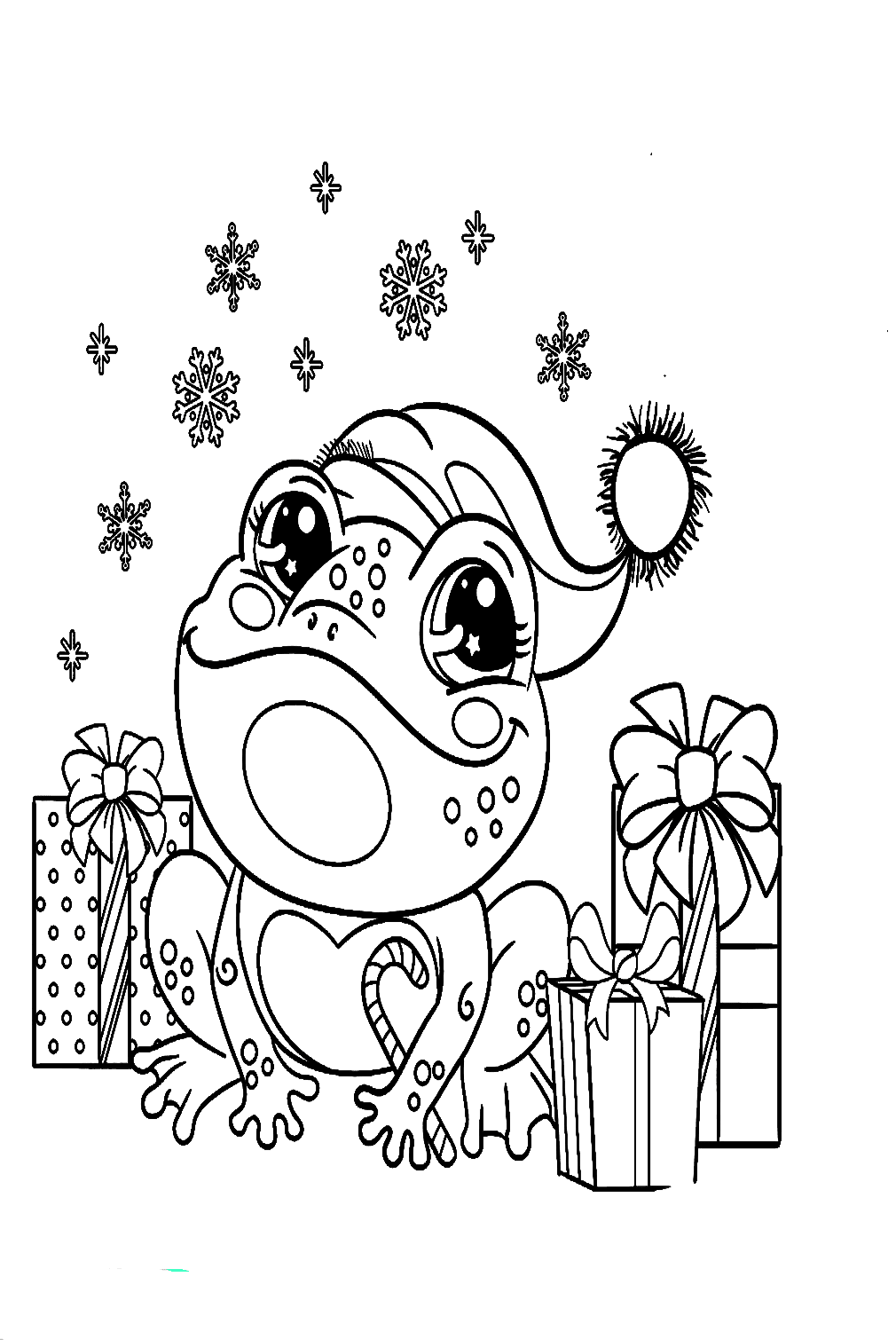Página para colorear de sapo de caña navideño de Cane Toad