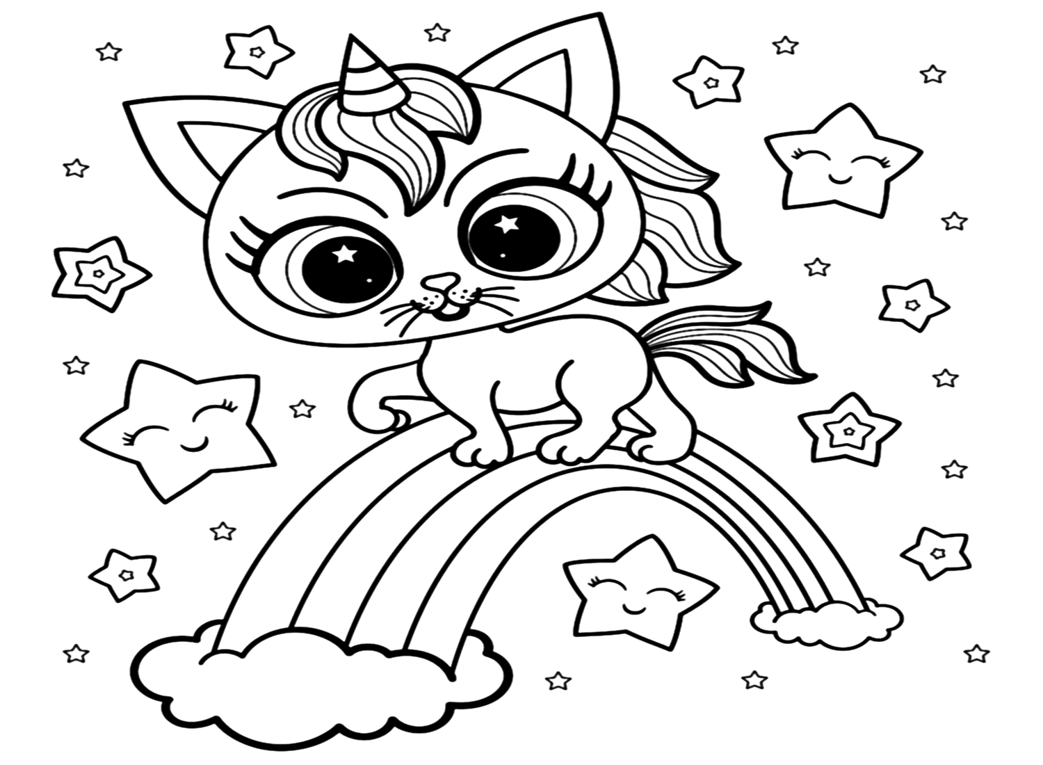 Unicorn Cat Coloring Pages Printable Prntbl concejomunicipaldechinu 