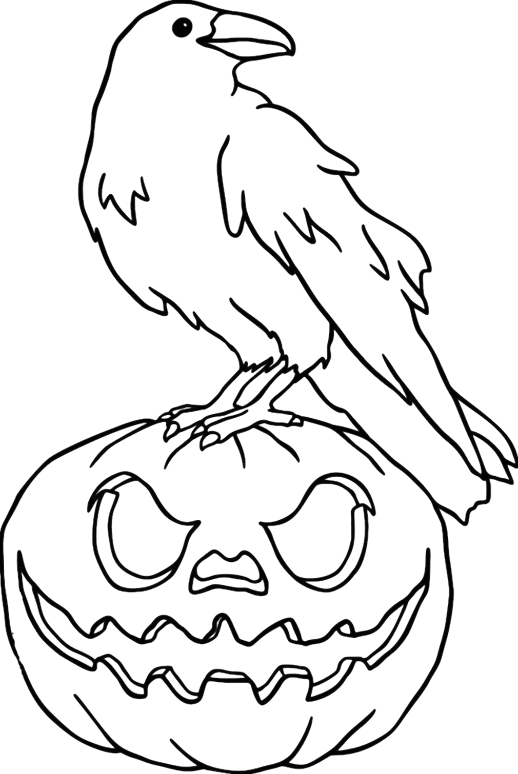 Crow On Pumpkin To Color from Crow