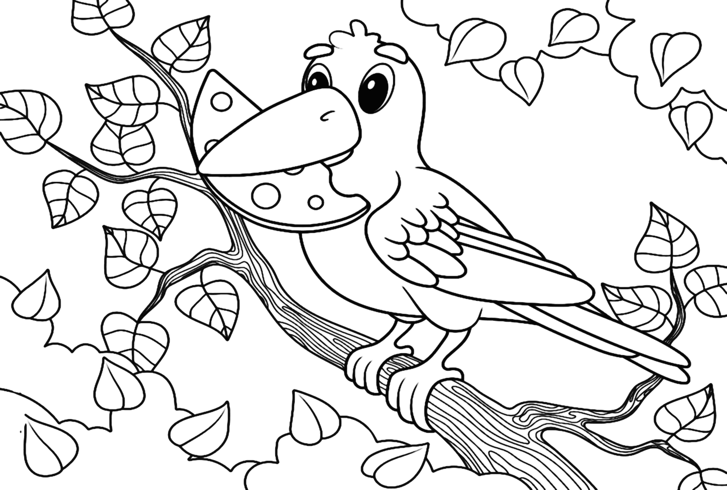 乌鸦在树上着色页从乌鸦打印