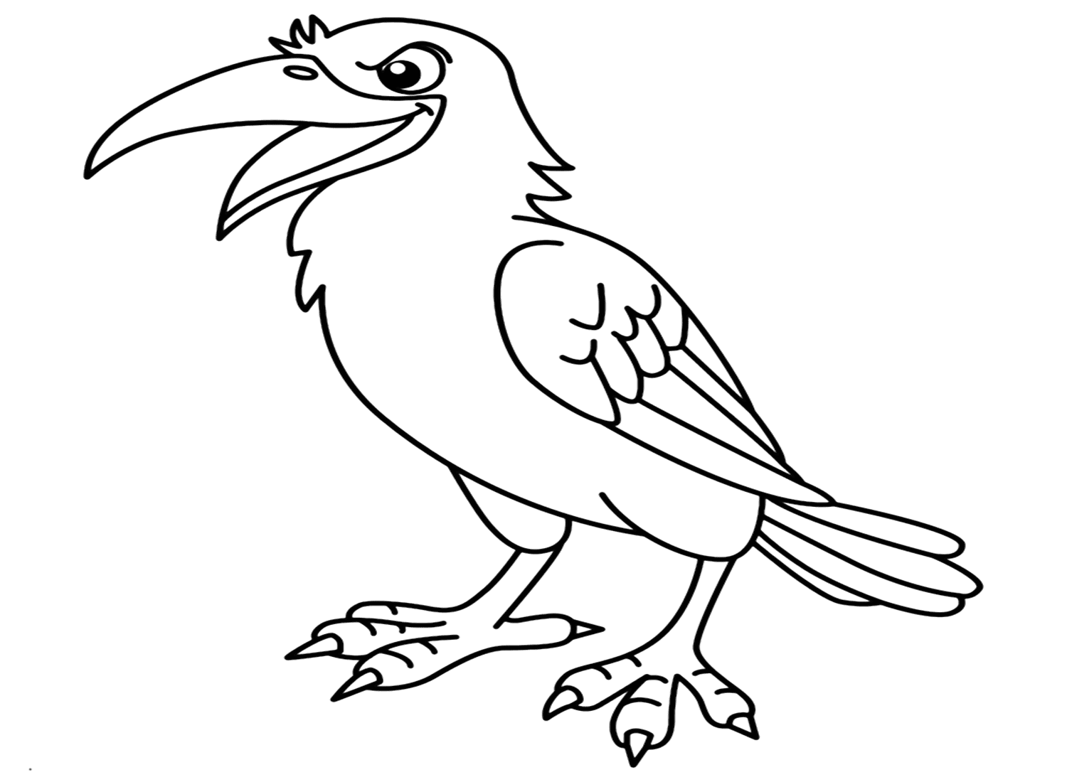 Foglio da colorare carino corvo per bambini di Crow