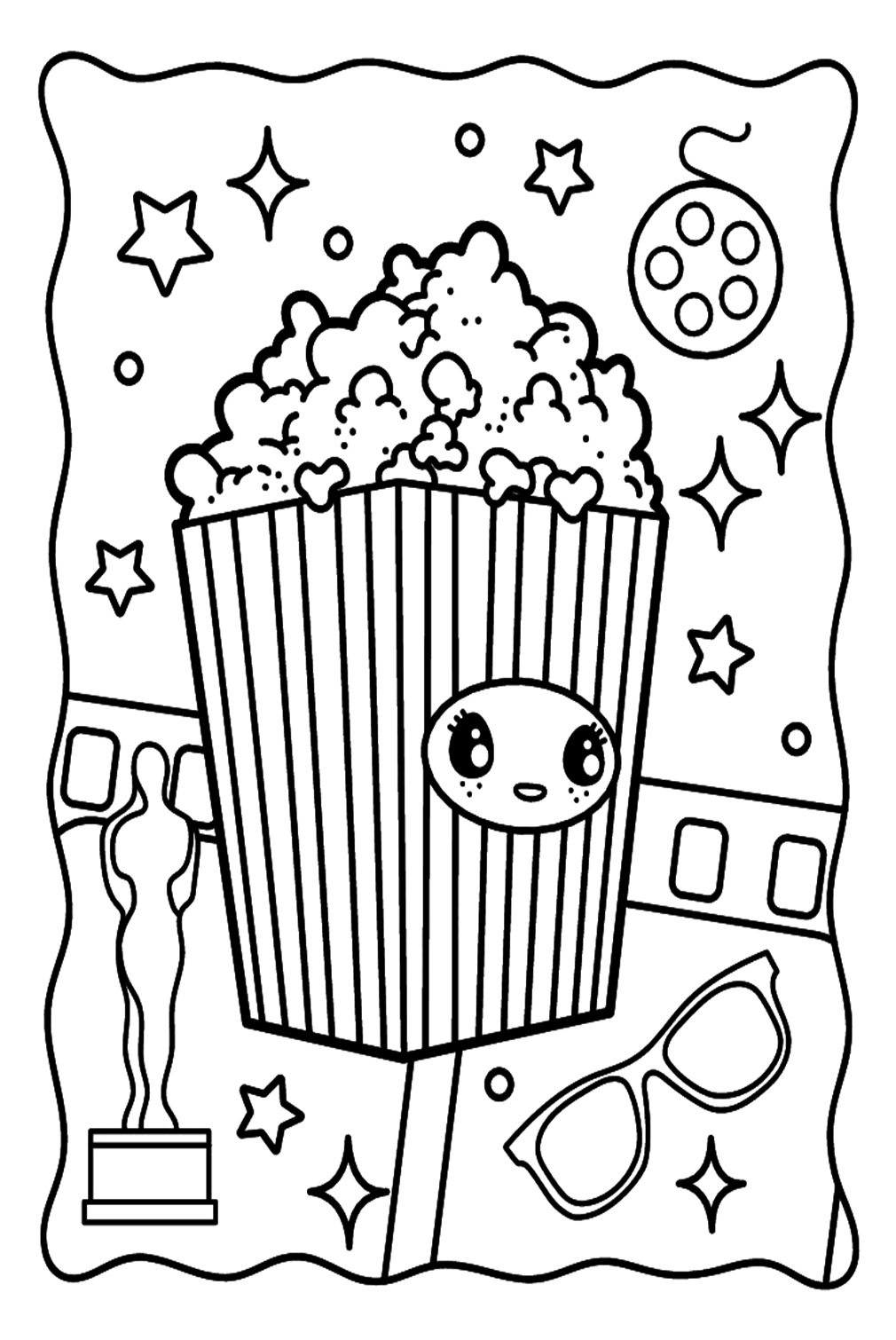 Simpatica pagina da colorare di popcorn da Popcorn