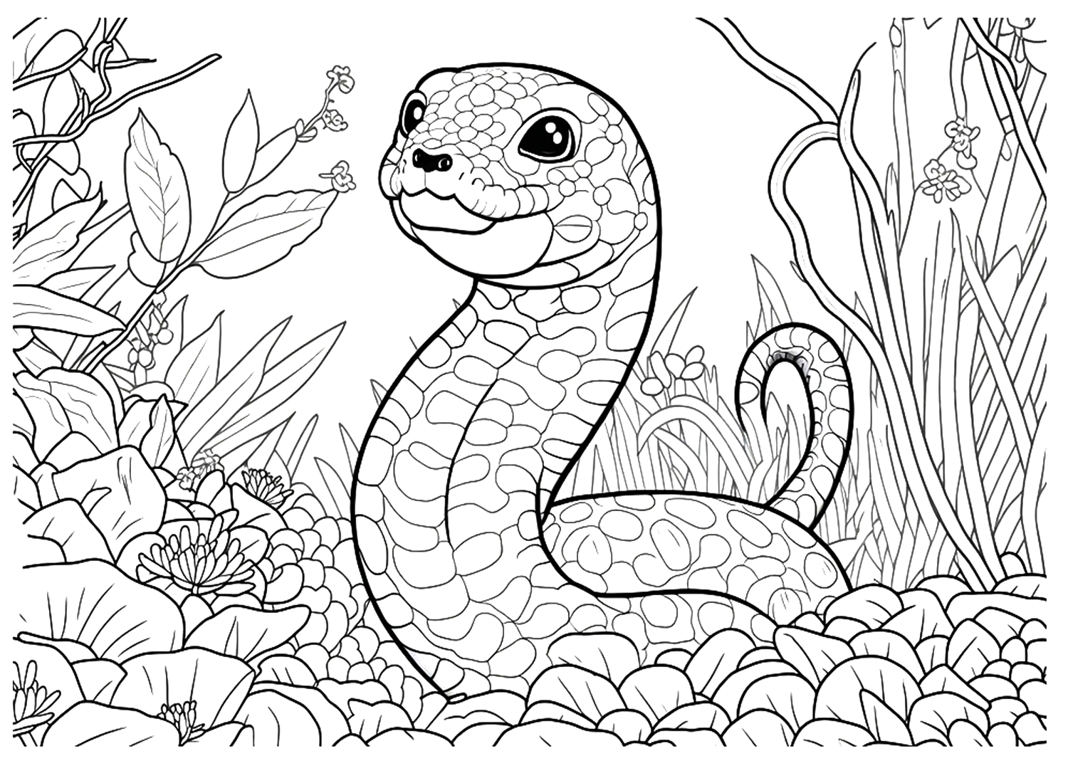Linda hoja para colorear de Python de Python