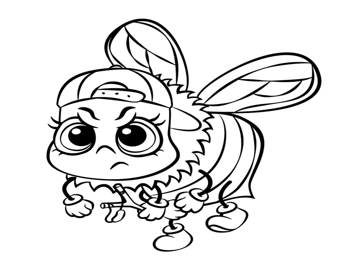 Cute Wasp Coloring Page from Wasp