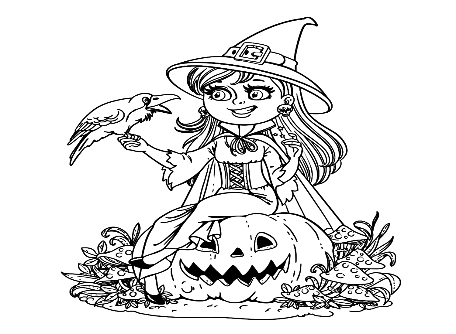 Cute Witch Coloring Pages