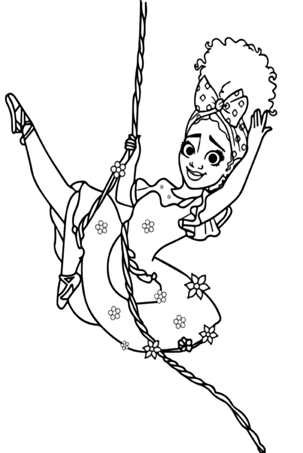 🖍️ Encanto Mirabel on Swing - Printable Coloring Page for Free