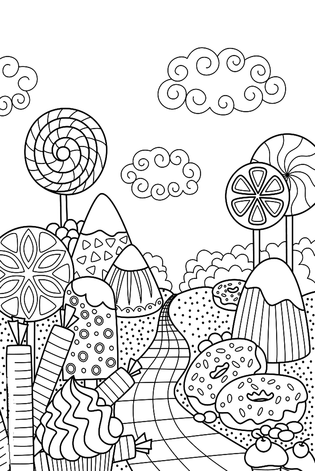 Donut Forest Coloring Page from Donut