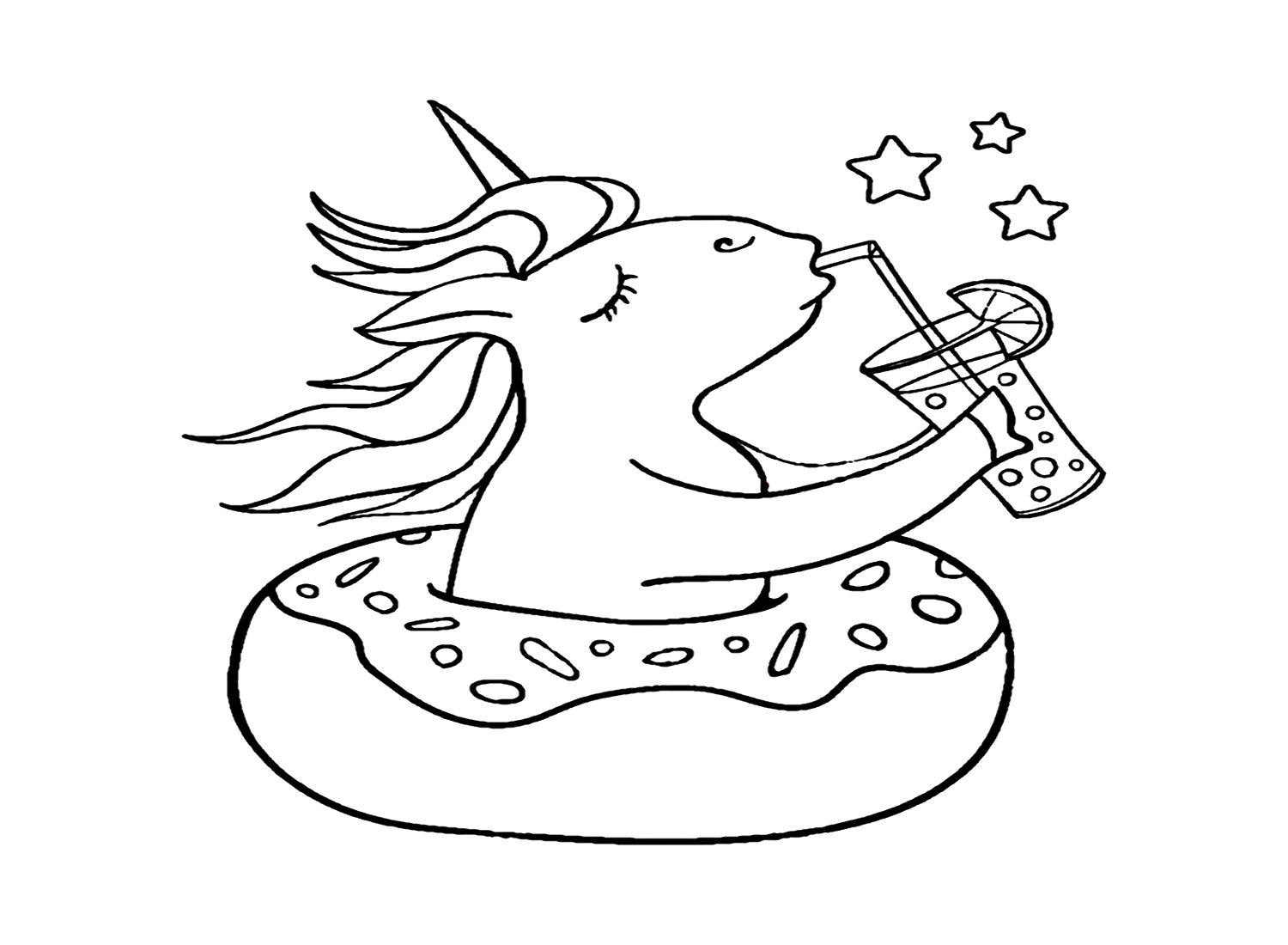 Donut Unicorn Coloring Page