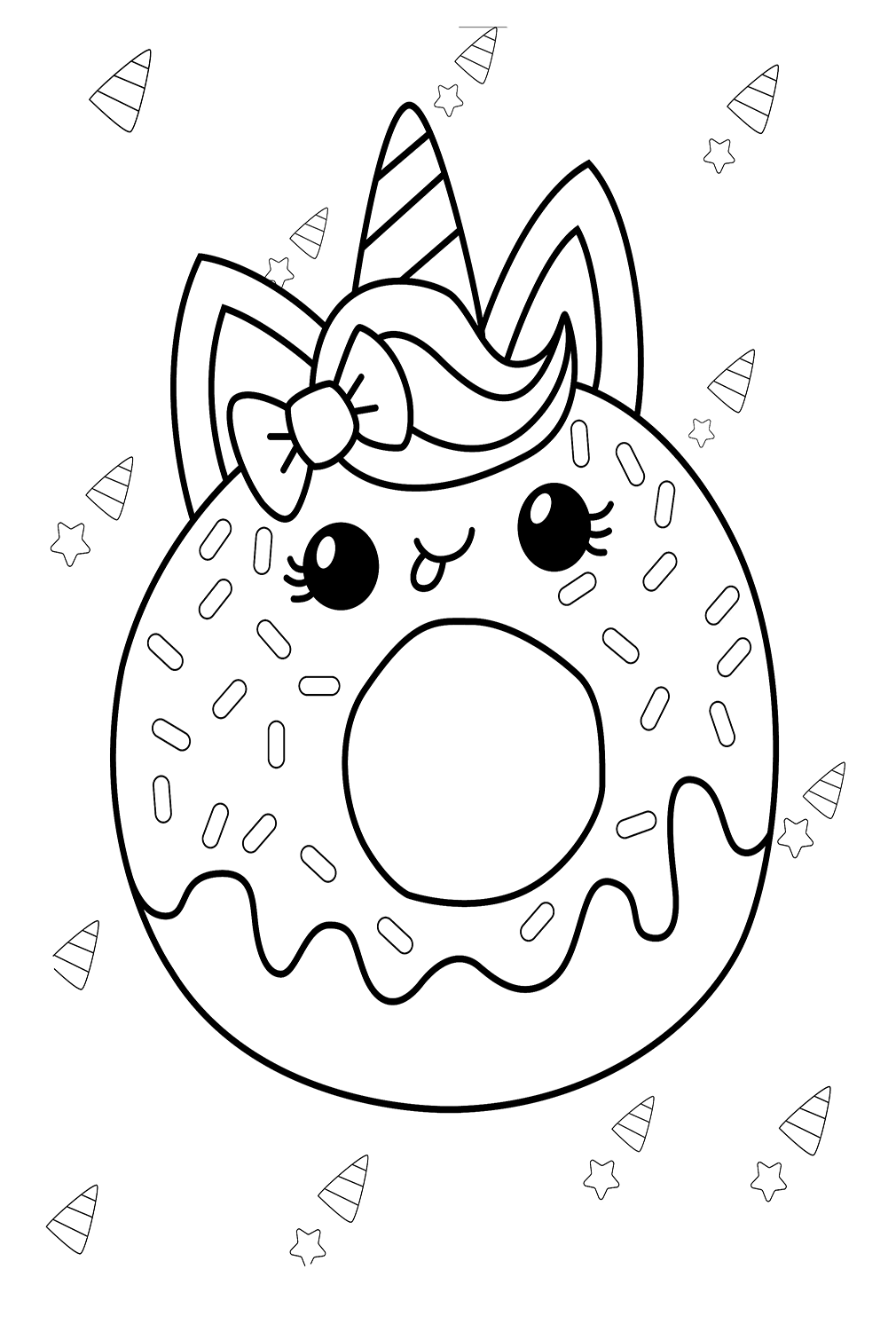 Donut Unicorn Coloring Pages