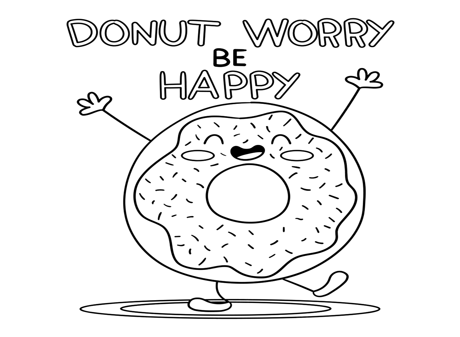 Donut Worry Be Happy Coloring Page from Donut