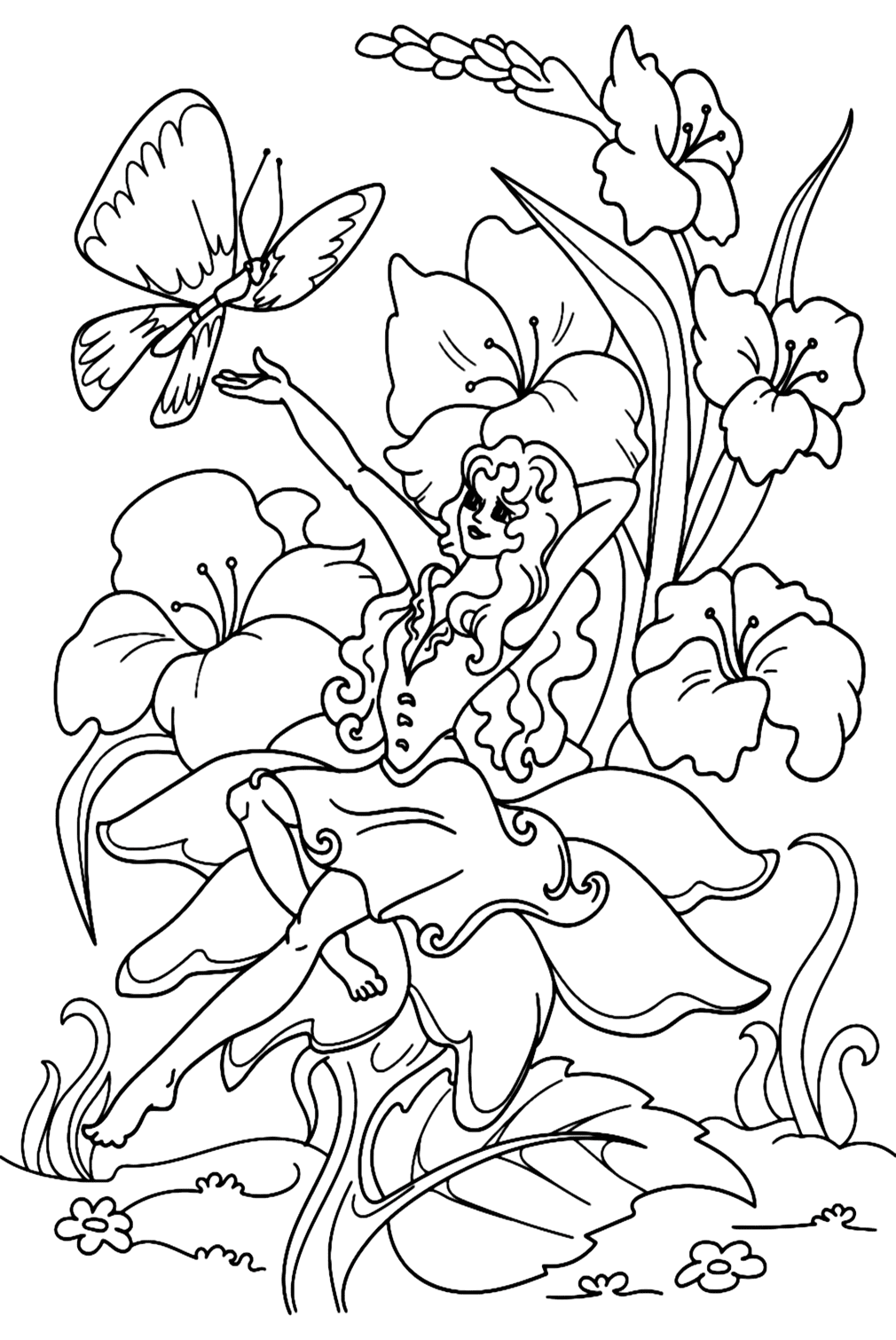 Página para colorir do jardim de fadas de Fairy
