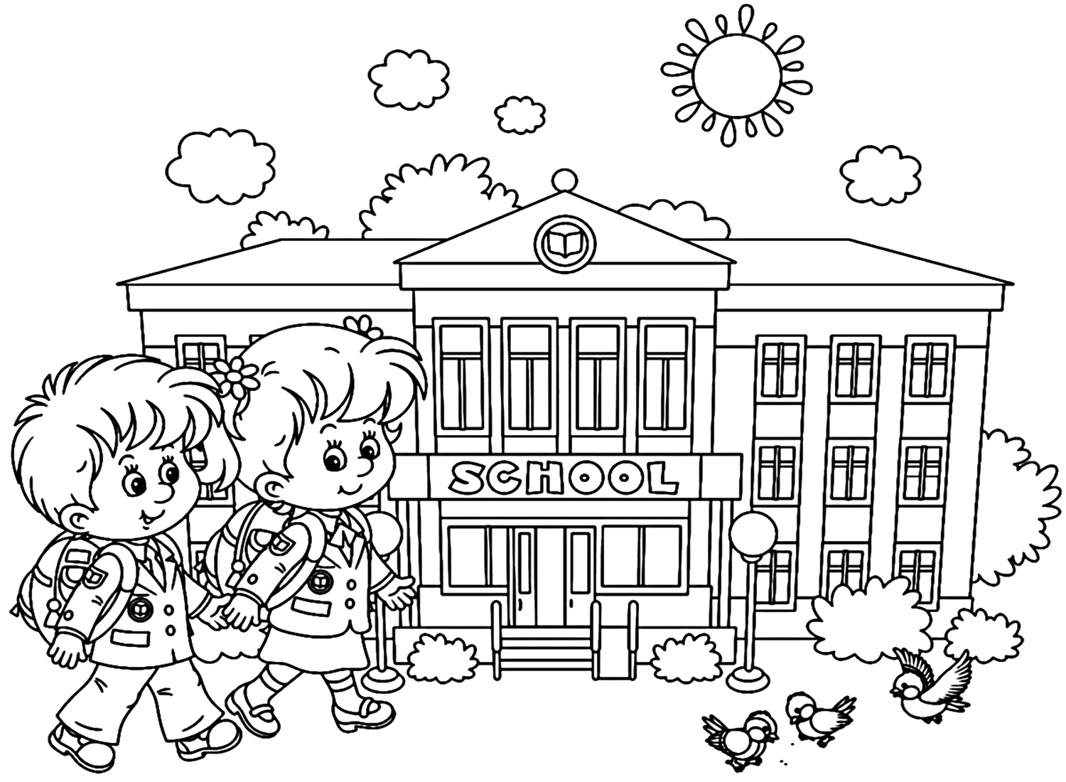 First Day Of School Picture To Color Free Printable Coloring Pages