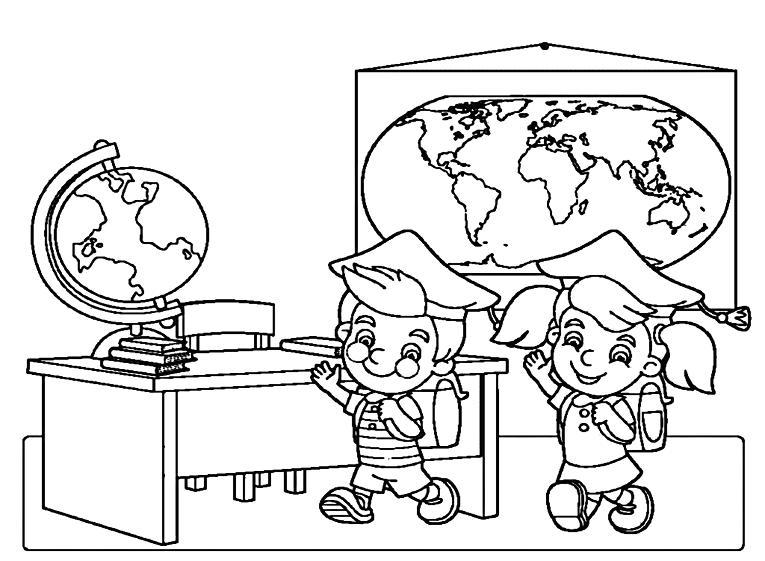 Geography Lesson On First Day Of School Coloring Page from First Day Of School