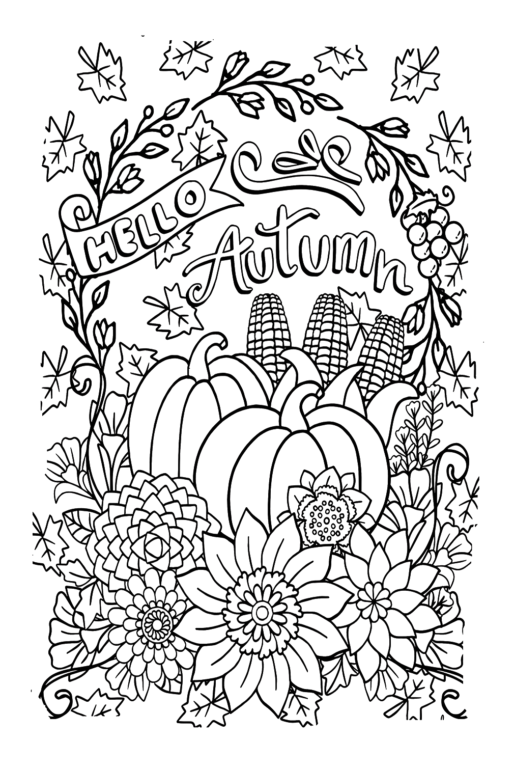 Páginas para colorear de otoño feliz del otoño